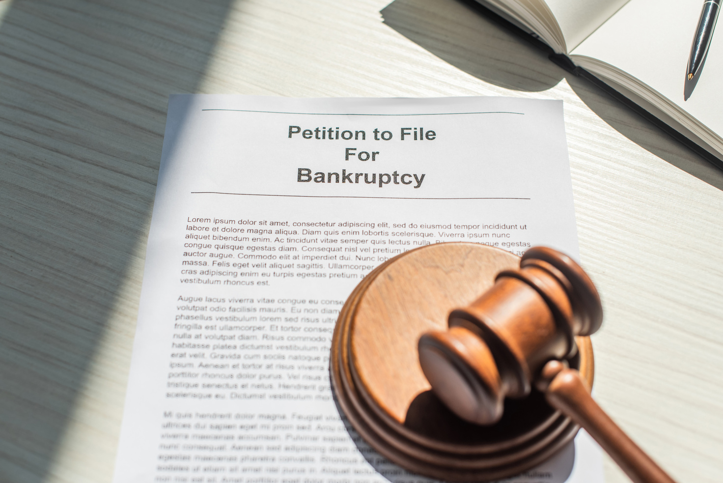 Gavel Wooden Block Petition Bankruptcy